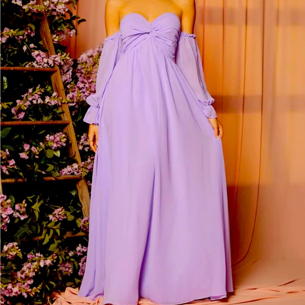 Shein Belle off shoulder trust bust flounce sleeve bridesmaid dress Large 8-10